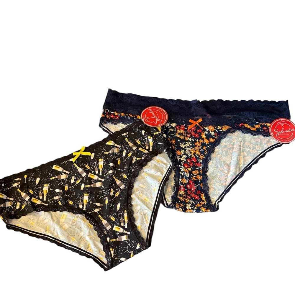 Splendid Black and Floral Women's Panties Set
